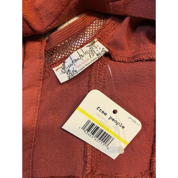 Free People She's Fancy Cropped Brami Tank Top MEDIUM‎ Redstone Sexy Casual Boho - Picture 10 of 10